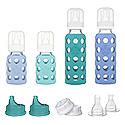4-Bottle Baby Starter Set - Mint/Blanket/Kale/Blueberry & Caps